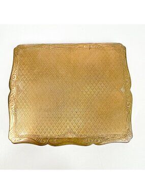 Vintage Stratton England Gold Empress Rectangular Mirror Powder Compact